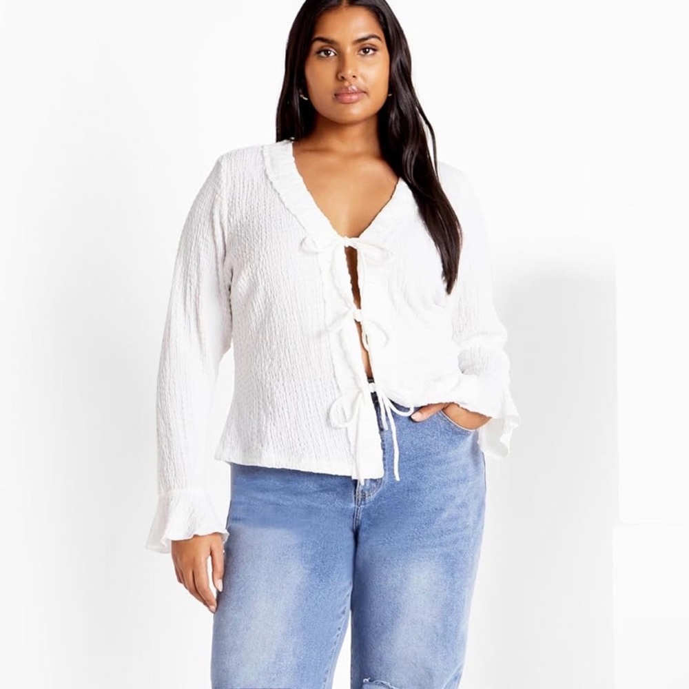 City chic Charmaine tie front top - ivory new with tags S/16‎